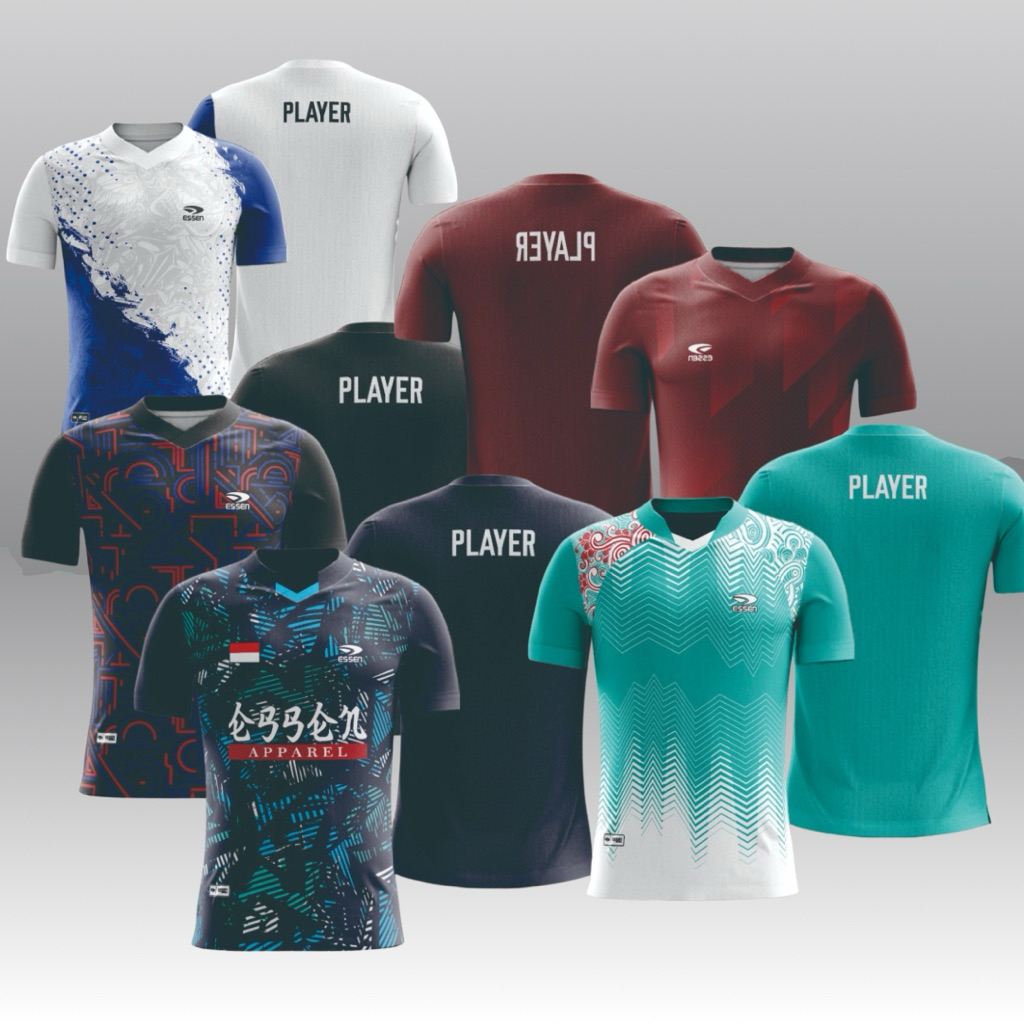 Jersey Olahraga Pria Wanita Unisex ESSEN - Bahan Serena Premium | Adem Nyaman | Untuk Badminton, Fut
