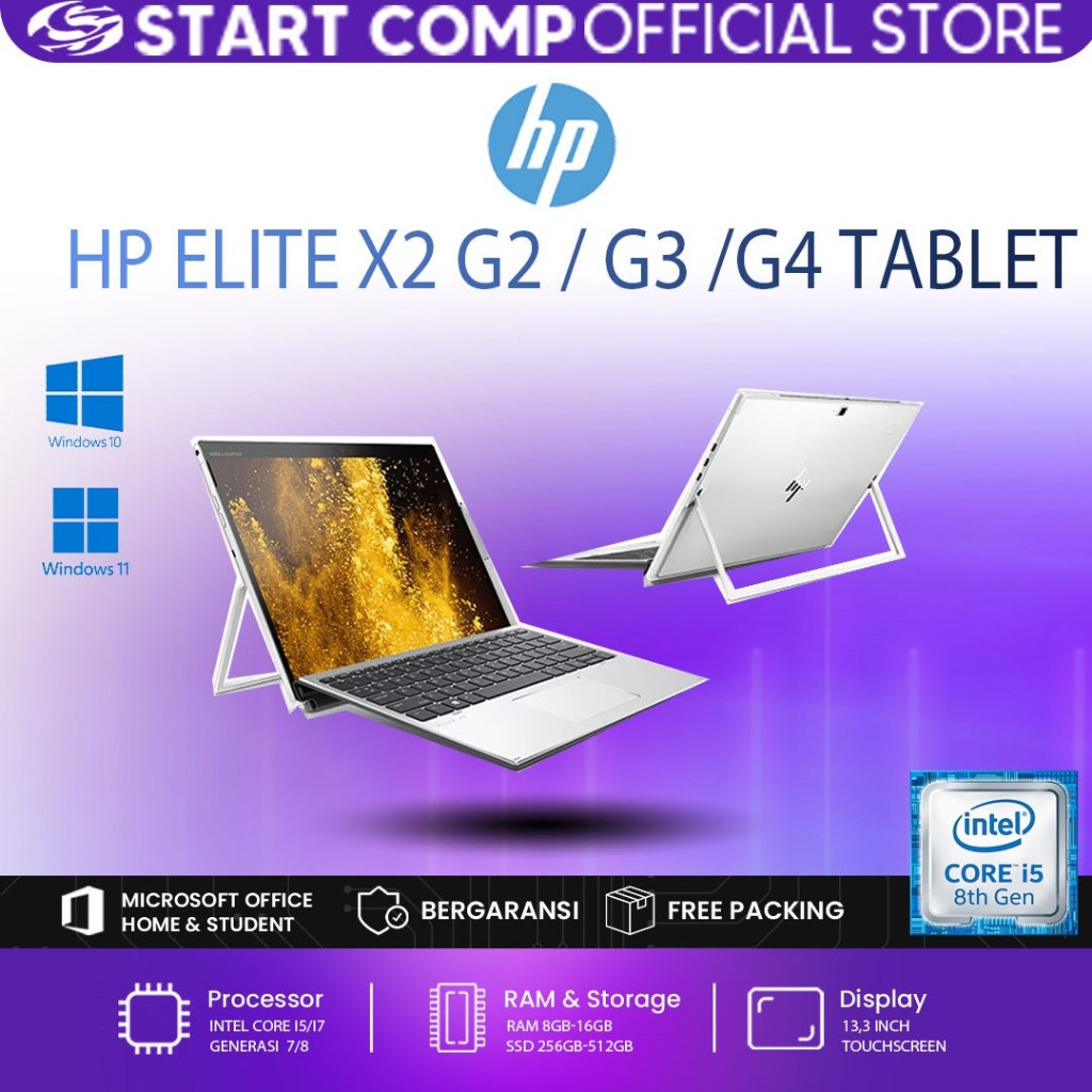 HP Elite x2 G4 Core i5 Gen 8 / RAM 8GB / SSD 256GB / Touchscreen Detachable