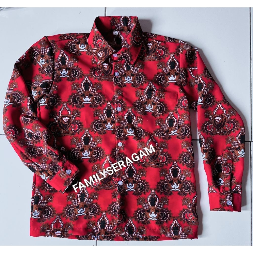 BAJU BATIK SD NEGERI/BATIK SD NASIONAL/BATIK SEKOLAH SD/BATIK SD MERAH MOTIF SISINGAAN