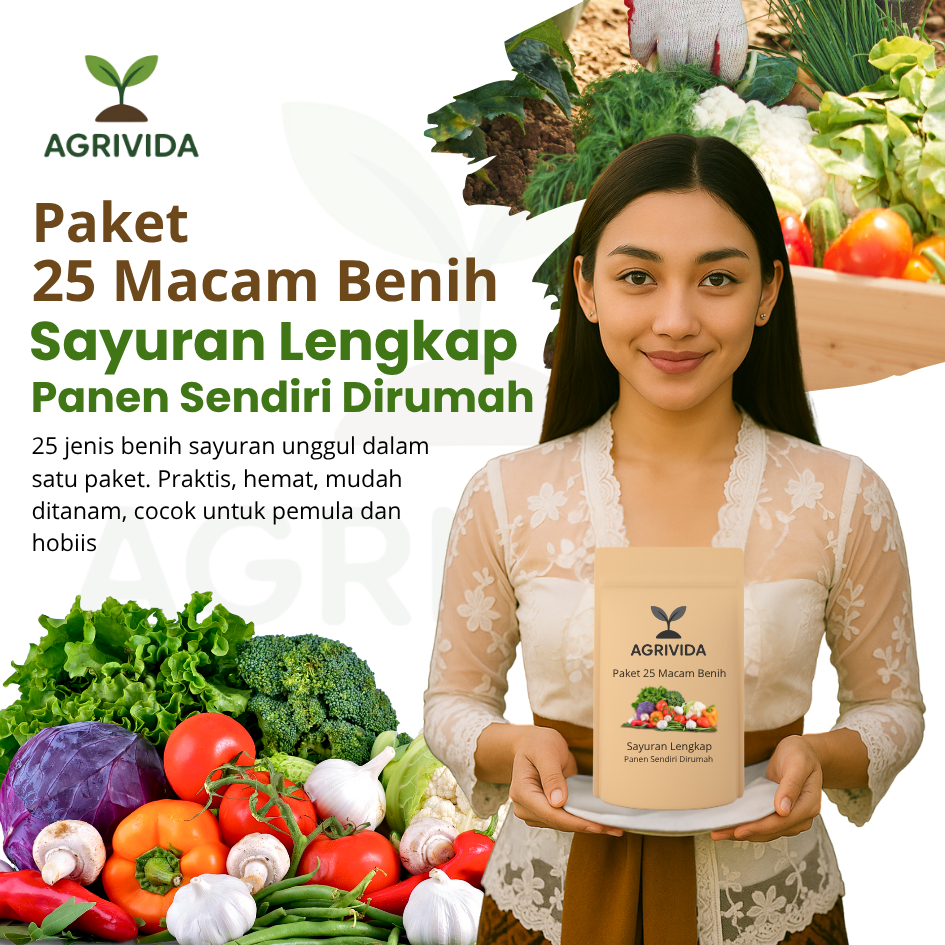 RBS1 Paket 25 Benih Sayuran Lengkap Bibit Sayur Hoponik & Organik Untuk Pemula