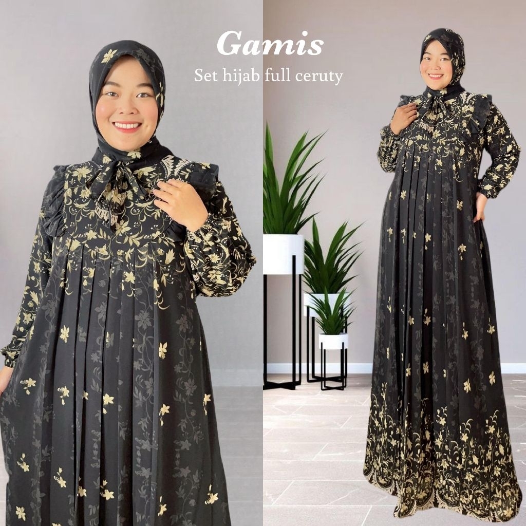 MAHALINI GAMIS SET HIJAB CERUTY PRINTING