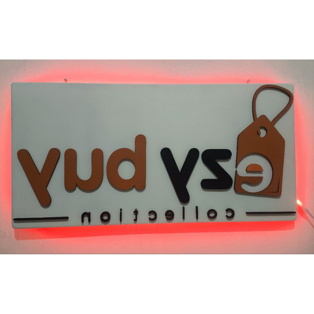 custom logo huruf timbul kayu led MIRROR