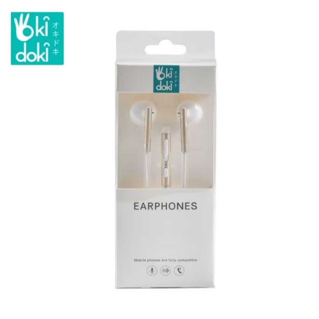 Earphone Kabel Oki Doki – Dengan Mic & Tombol Kontrol | Suara Jernih – Universal Jack 3.5mm