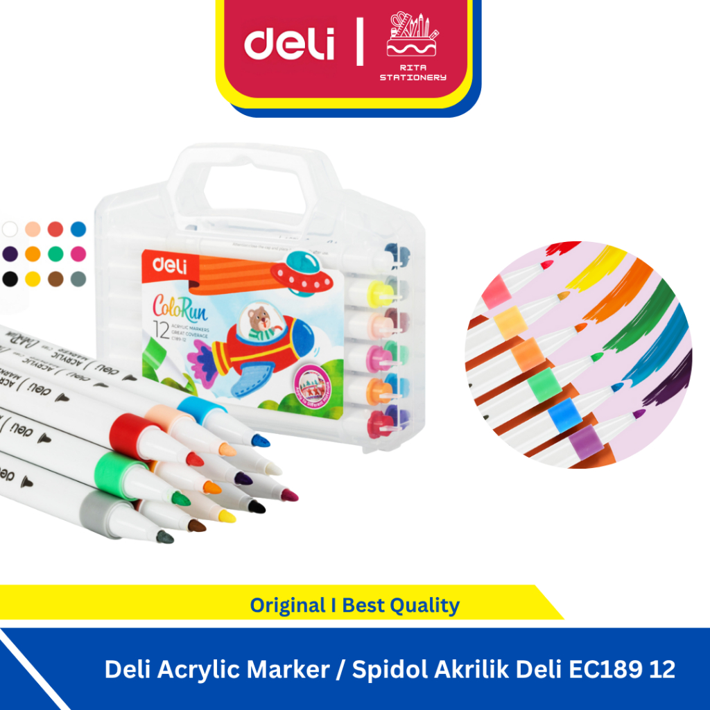 

Deli Acrylic Marker 12 Warna / Spidol Akrilik Deli EC189-12