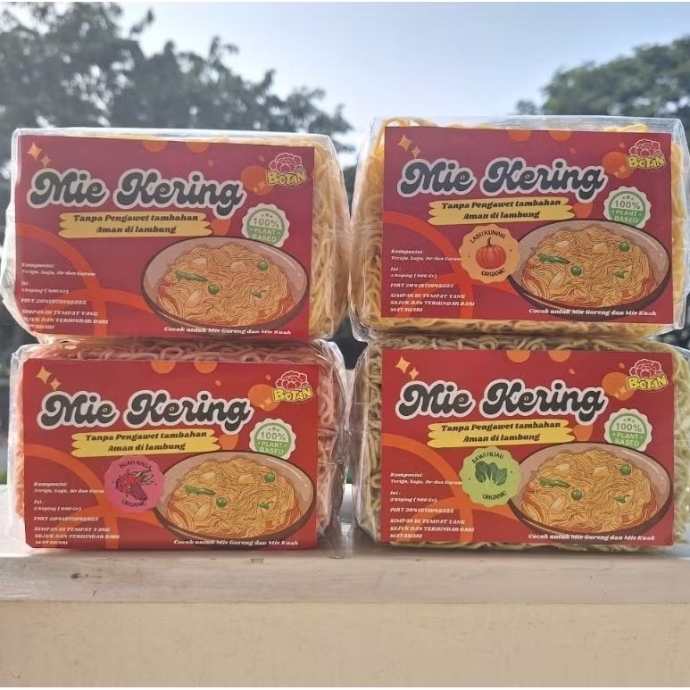 

Mie Kering Botan Vegan Vegetarian 400 gr ( isi 5 keping )