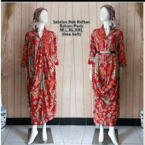 setelan rok & blouse  kaftan parisin  baju batik wanita kantor kerja
