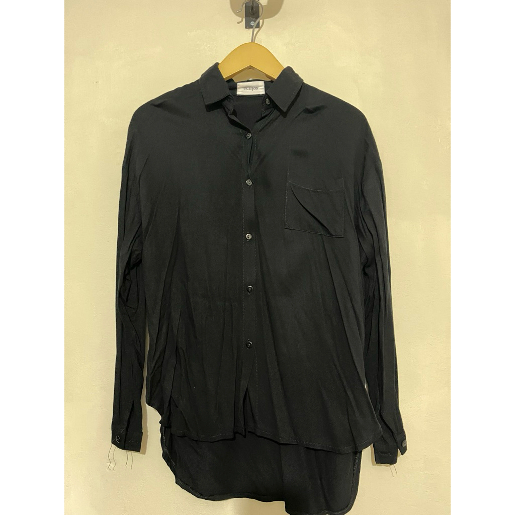 preloved kemeja hitam ecinos kemeja hitam panjang ecinos