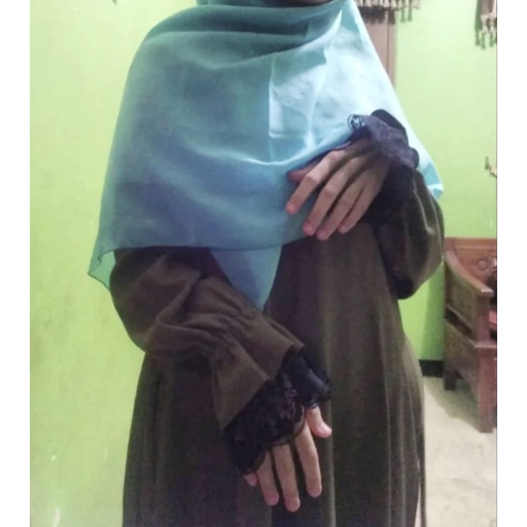 Gamis lengan cincin warna hijau Army