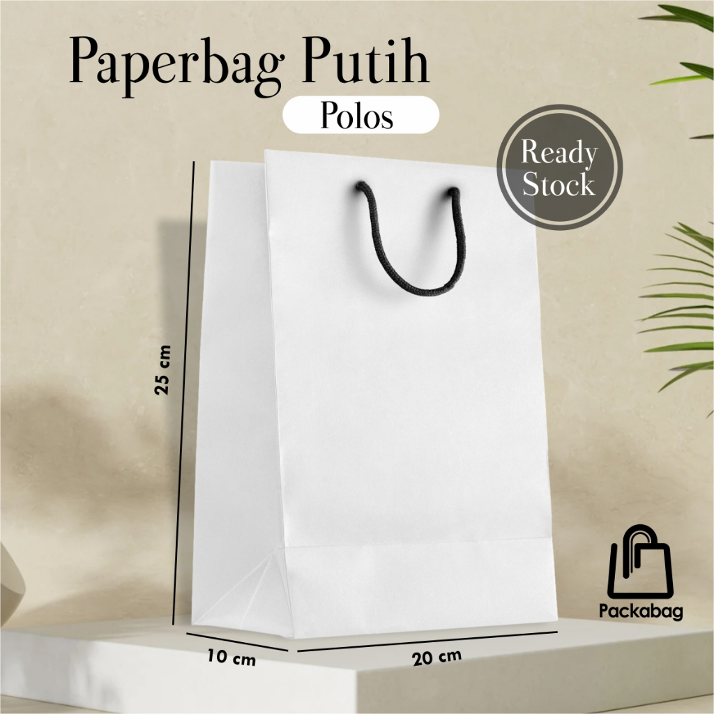 

PAKET (Isi 60 pcs) PAPER BAG PUTIH POLOS – TAS SOUVENIR PERNIKAHAN & HAJATAN – MURAH REDY STOCK