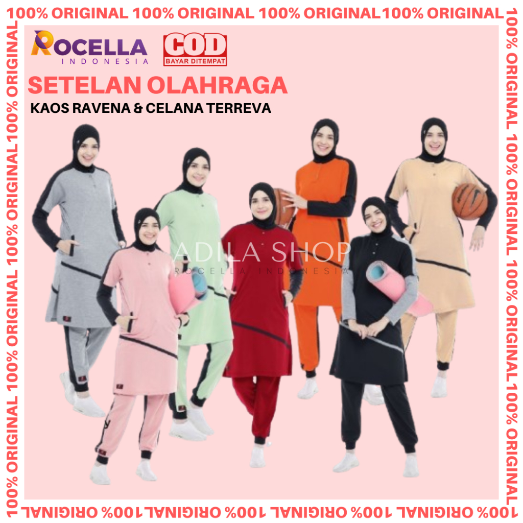 Rocella Setelan Yoga Muslimah Setelan Olahraga Muslimah Setelan Senam Muslimah Rocella Kaos Ravena T