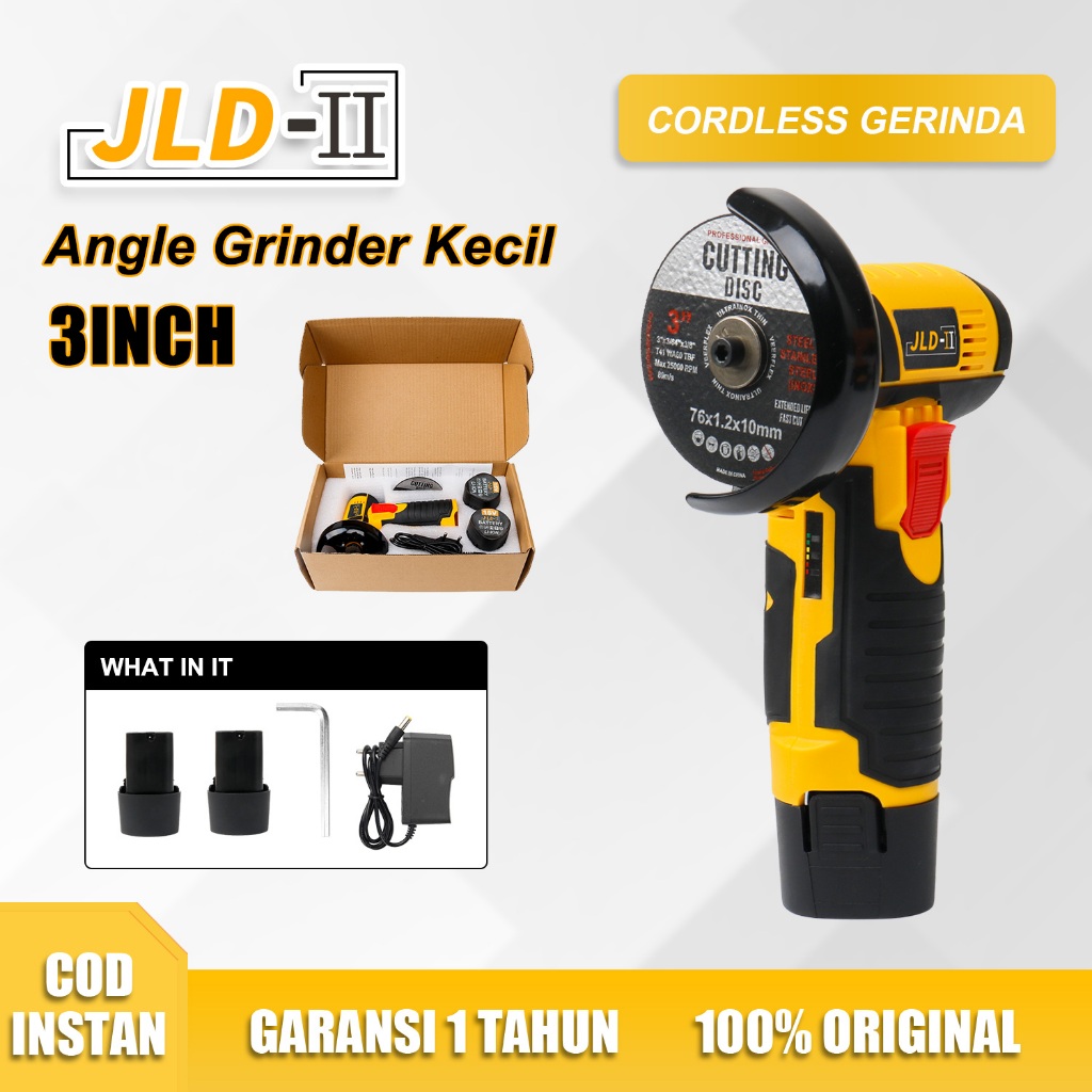 JLD-II Gerinda Mini 15Vf Cordless Angle Grinder Kecil Portable Baterai Lithium Tahan Lama Alat Poton