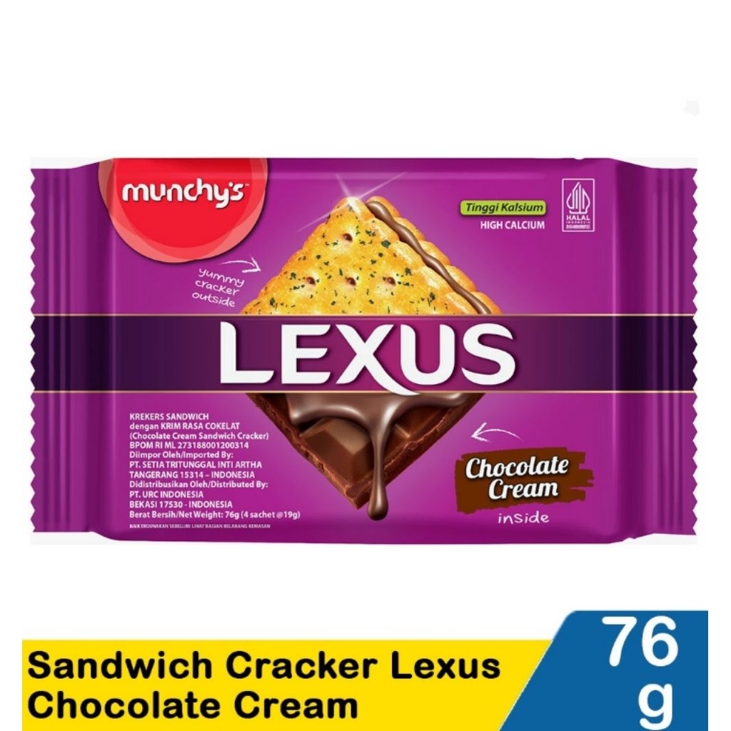 

Munchy's Sandwich CalciumCracker Lexus Chocolate Cream 76G