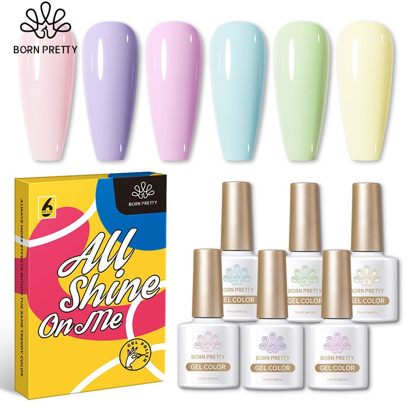 BORN PRETTY Macaron Kutek Gel Set 10ml 6PCS/Set Nail Gel Set Kutek Nail Art Gel Nail Gel Polish BPOM