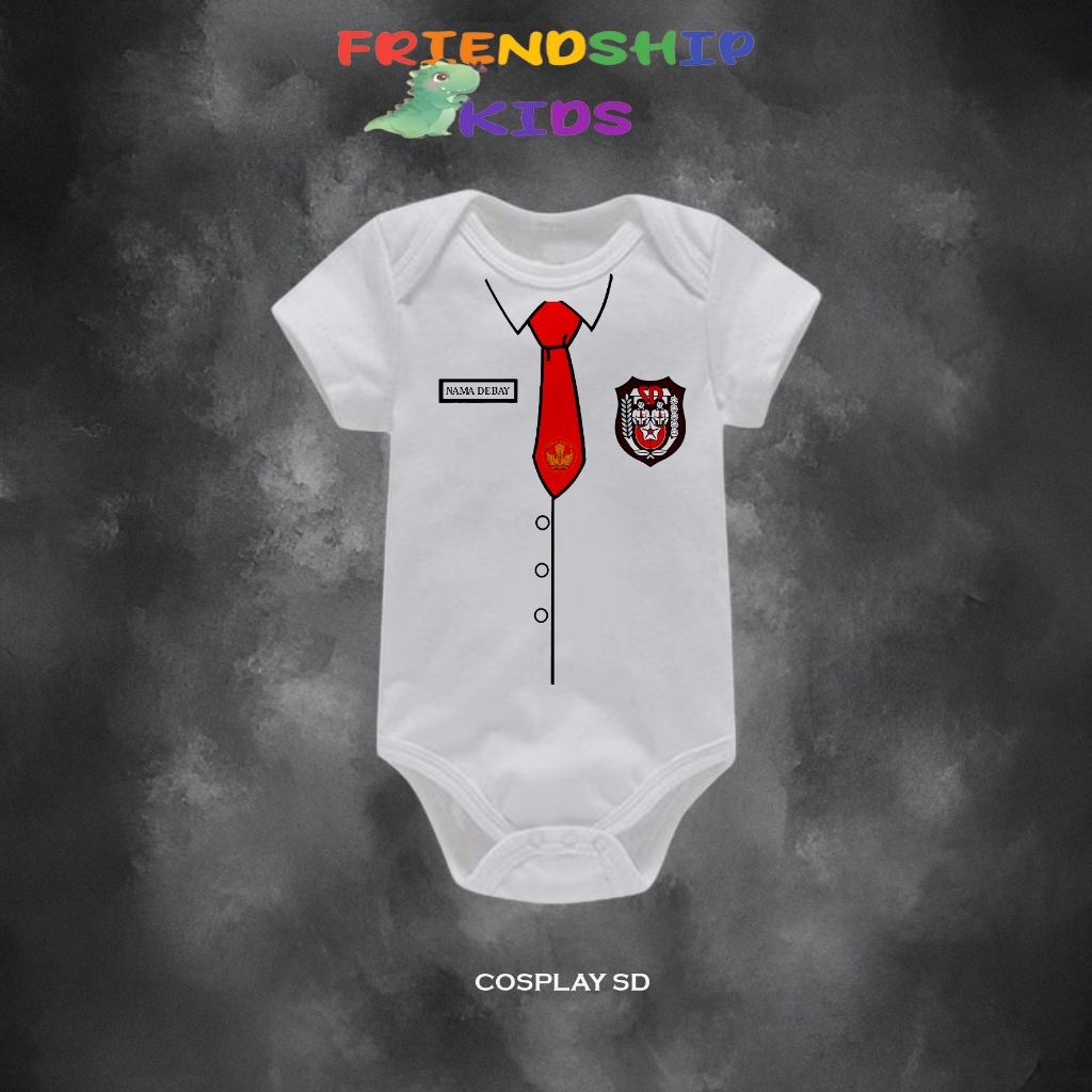 JUMPER PENDEK BAYI 0 - 12 JUMPSUIT BABY COSPLAY ANAK SEKOLAH / SERAGAM ANAK SEKOLAH + NAMA BAYI