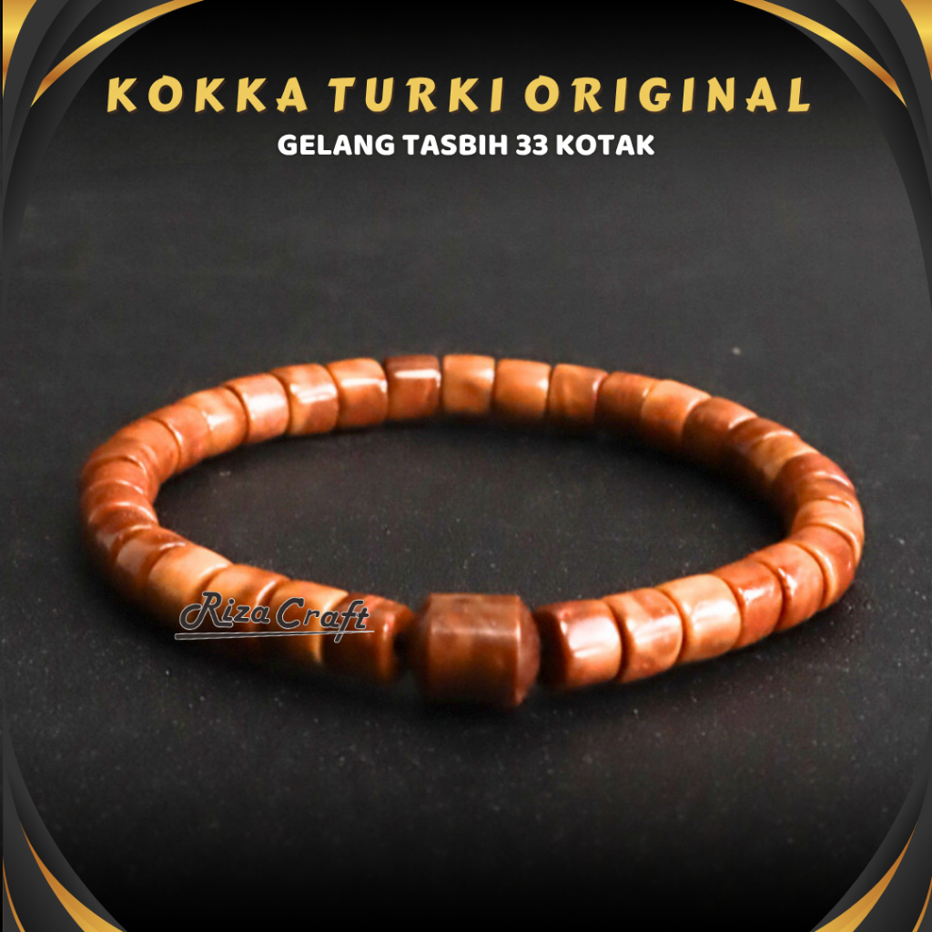 Gelang Tasbih Kayu Kokka Kokkah Kaukah ASLI Original Turki Arab Kotak Marjan 33butir Pria Wanita by 