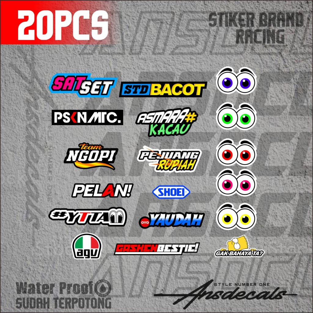 

stiker pack paket isi 20pcs kata - kata ngopi lur gokil abiez stiker anti luntur premium