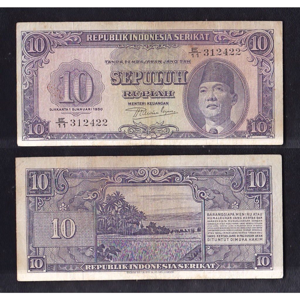 Uang kuno 10 Rupiah RIS tahun 1950 seri Oeang Repoeblik Indonesia (ORI)