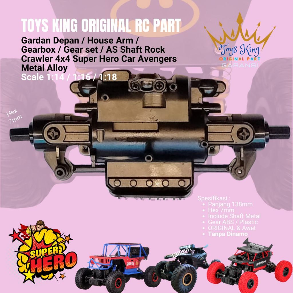 ARIVINDO Gardan Depan Rock Crawler Super Hero Car Avengers Metal Alloy Scale 1:14 1:16 1:18 Mobil RC