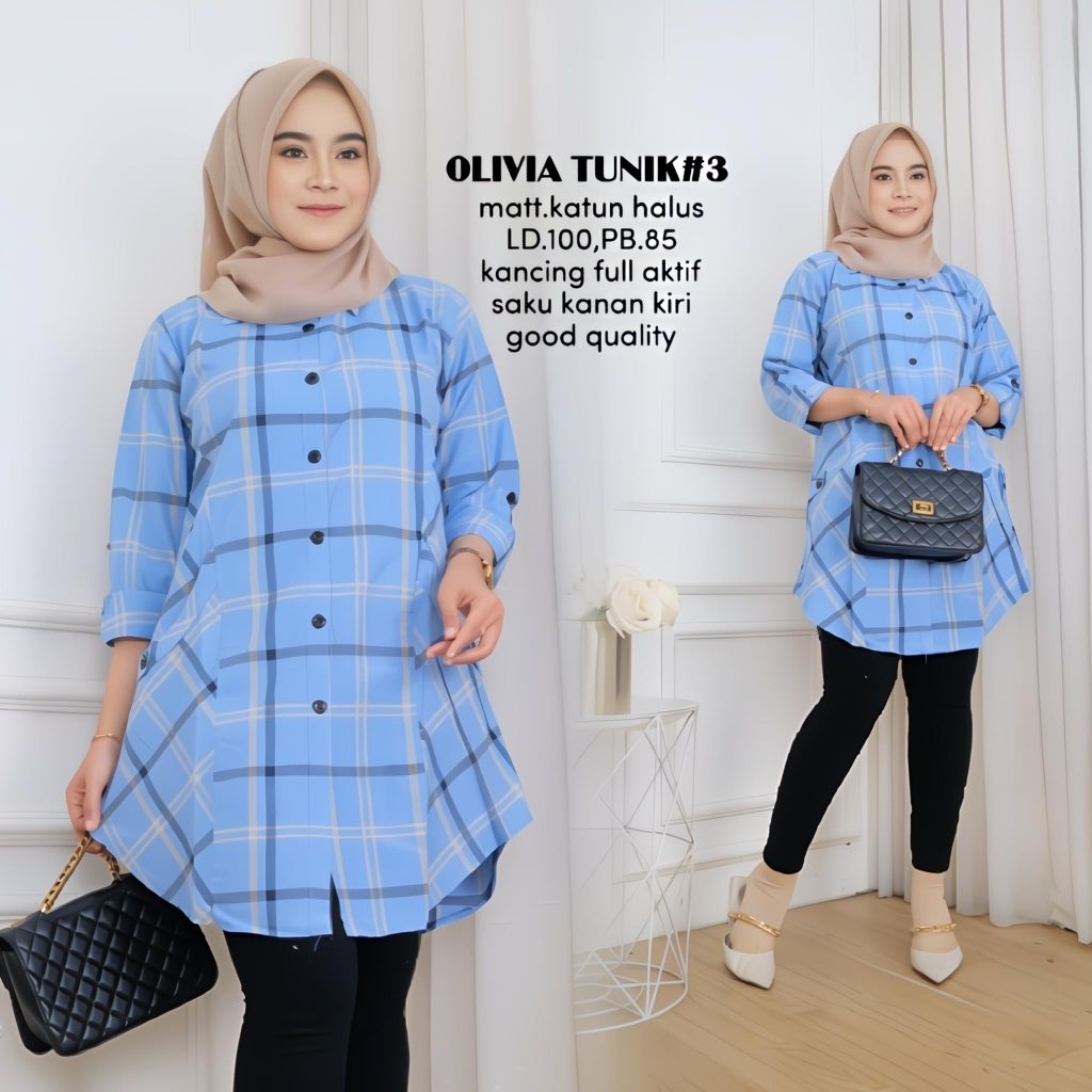 Tunik kotak katun kekinian/Tunik katun motif