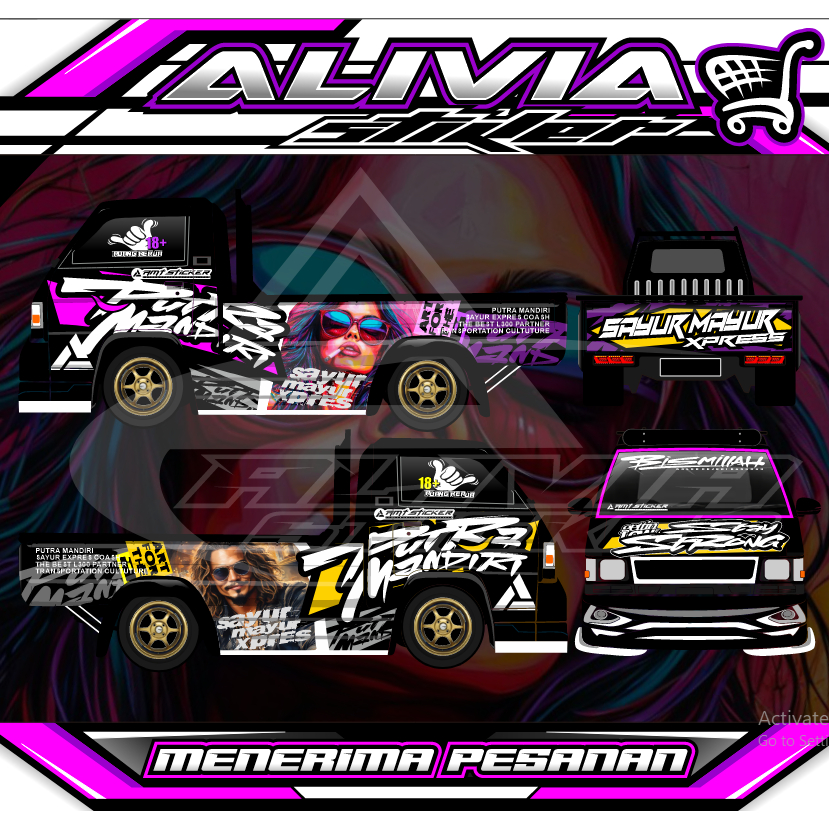 Stiker Full Body Mobil Pick Up L300-Stiker Putra Mandiri-Stiker Decal-Stiker Bisa Custome Design