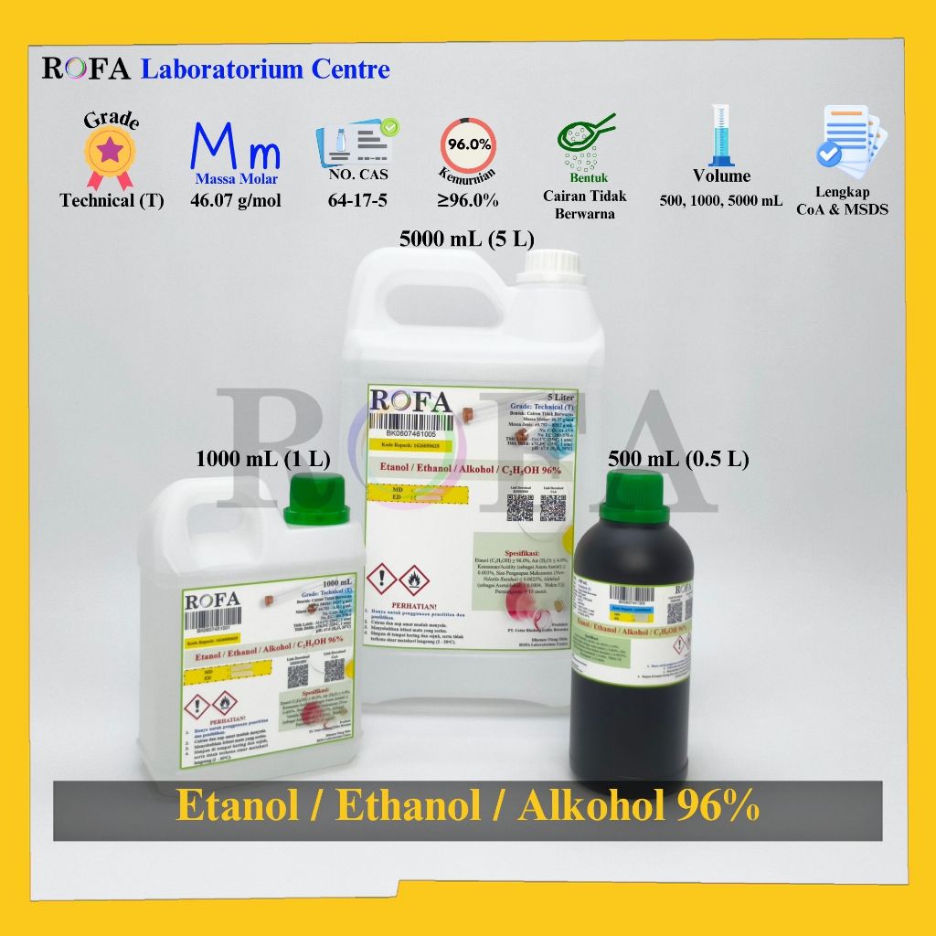 Alkohol / Etanol / Etil Alkohol / Ethanol / C2H5OH 96% 500 - 5000 mL