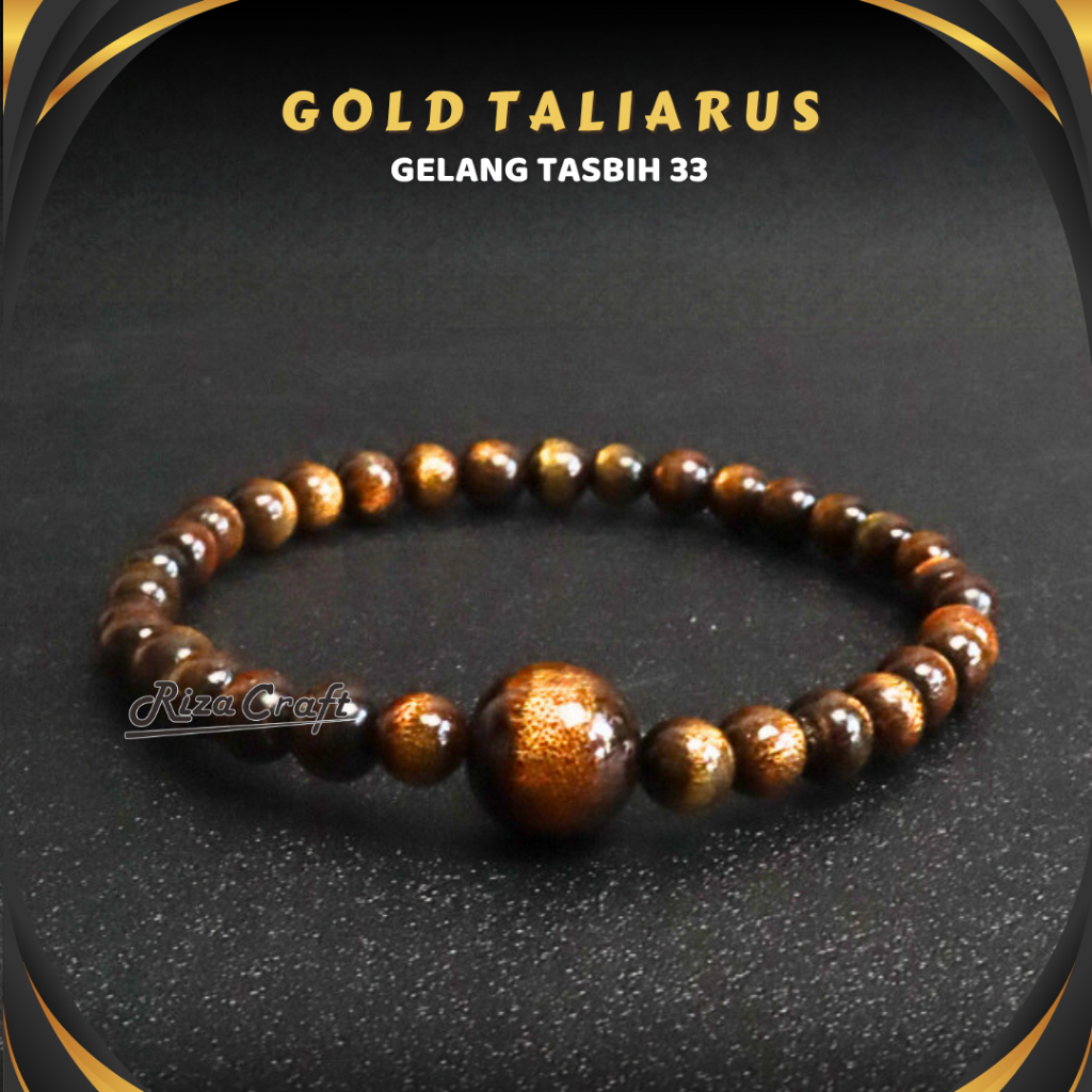 Tasbih Gelang Yuser Akar Bahar Tali Arus Taliarus Hitam Serat Emas ASLI ORIGINAL 33 Pria Wanita by R