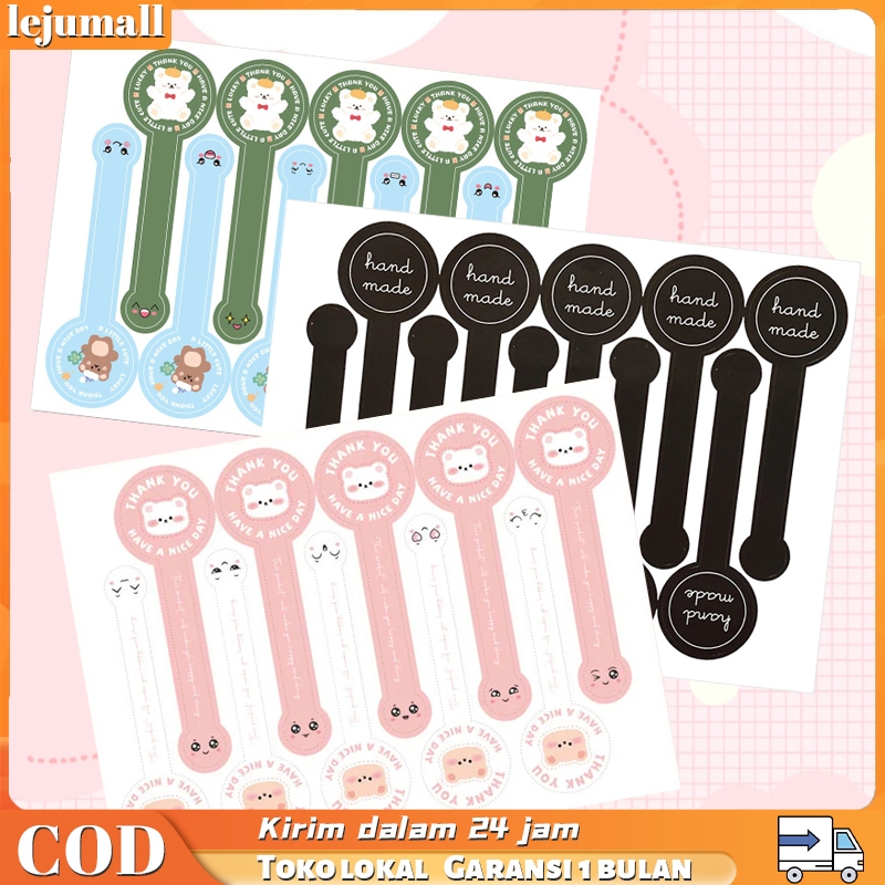 

100 Pcs Stiker Terima Kasih Bubuk Thank You Sticker Panjang Segel Makanan Seal Label Sticker Merah Merah muda/hijau/hitam