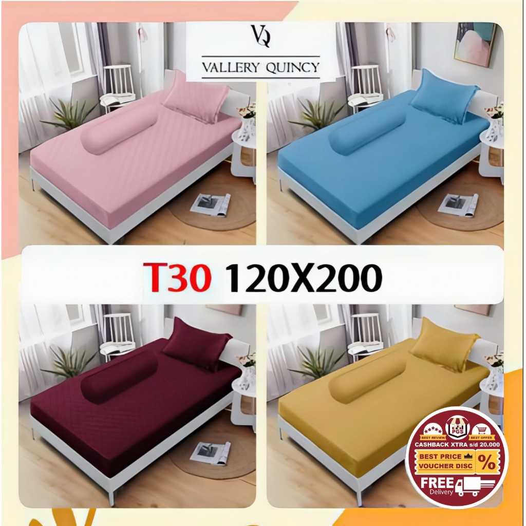 Sprei VALLERY QUINCY POLOS Single size uk 120x200 T30 uk 120 Tinggi 30 Sprei Polos Katun Jepang King