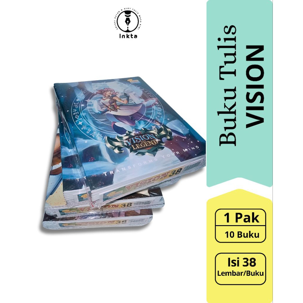 

(1 PACK / 10 BUKU) Buku Tulis Isi 38 Lembar VISION