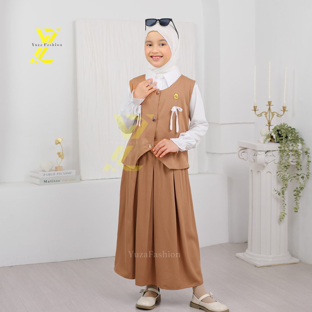 2In1 Perempuan Tunik Celana 2025 Baju Tanggung Cewek Tpa Setelan Anak Muslimah Tpa Atasan Bawahan An