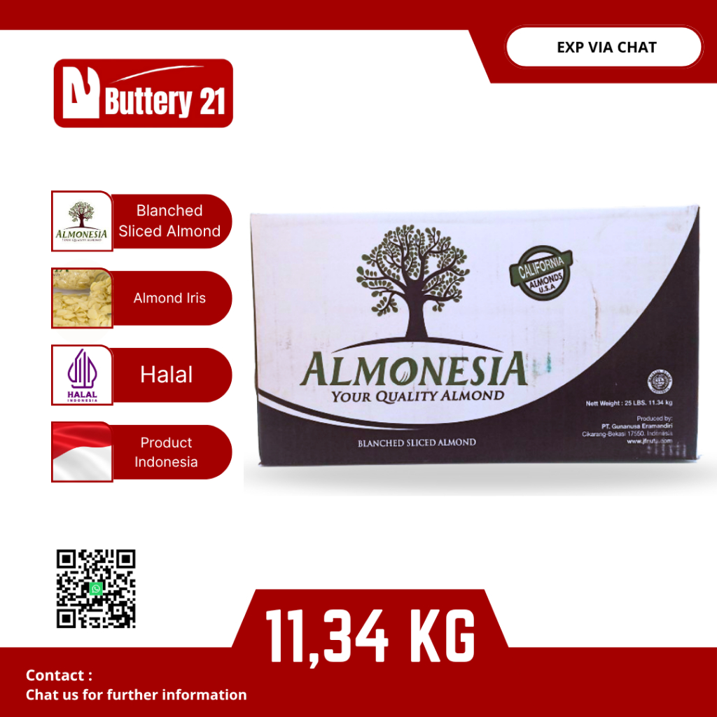

ALMONESIA KACANG ALMOND SLICE 11,34 KG/ALMOND IRIS TIPIS MENTAH TANPA KULIT