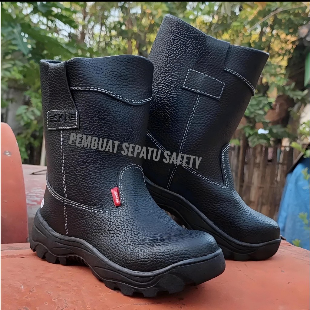terbaru sepatu safety boot king shoes skn ujung besi kulit keselamatan kerja pabrik bengkel bangunan
