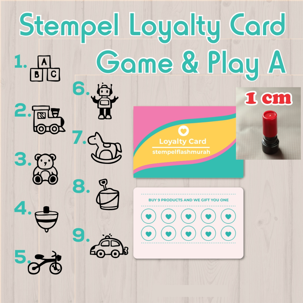 

stempel promo mainan A loyalty card arena bermain playground rental ps playstation game mainan anak tinta otomatis flash stamp murah