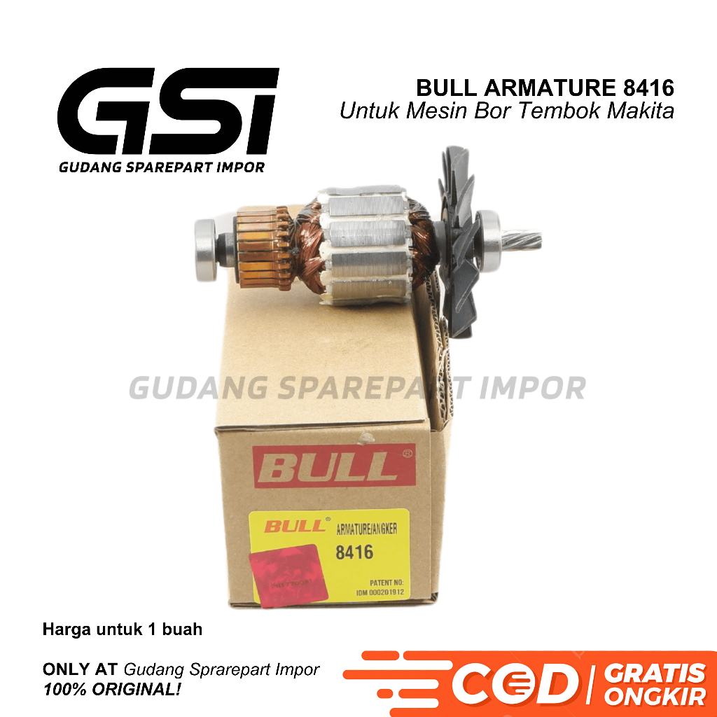 BULL Armature 8416 untuk Mesin Bor Bobok Beton 16mm Makita / Electric Hammer Drill Motor
