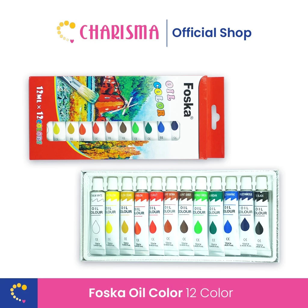 

Charisma Oil Color Paint - Foska Cat Lukis Minyak 12 Warna x 12ml Cat Lukis Minyak