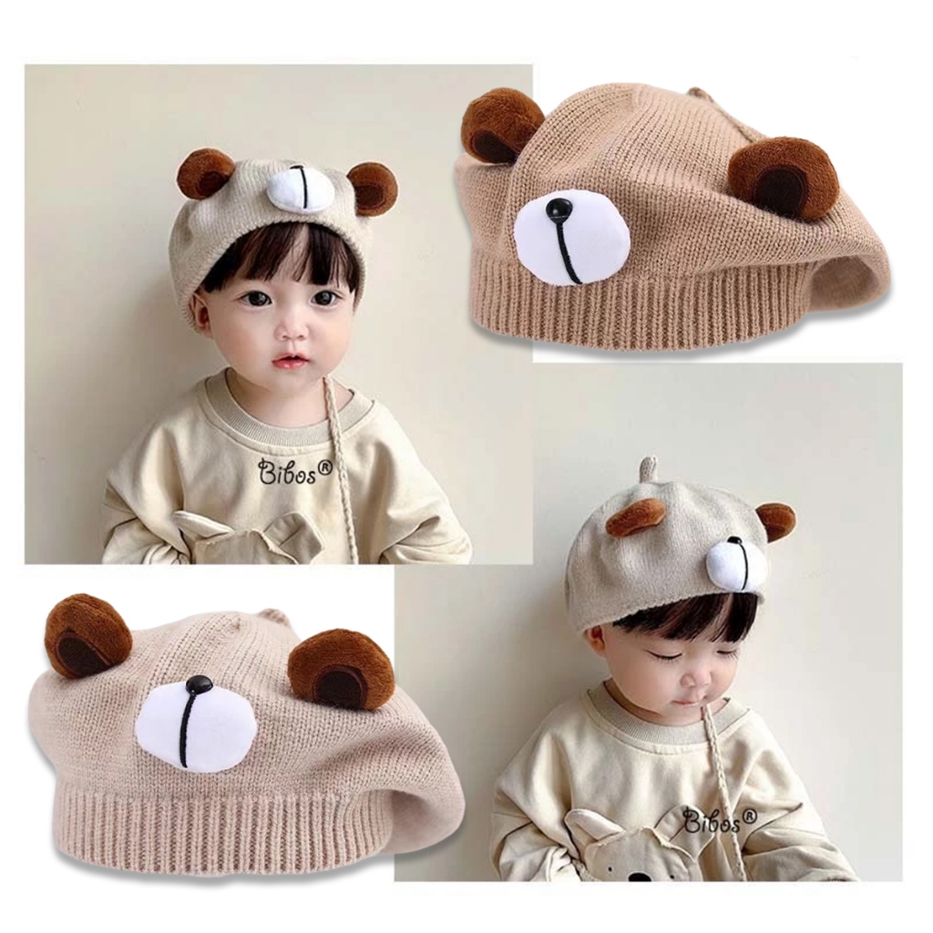 TOPI BERET Anak Halus dan mudah dicuci topi cewek rajut topi baret anak perempuan 5 Bulan - 3 Tahun