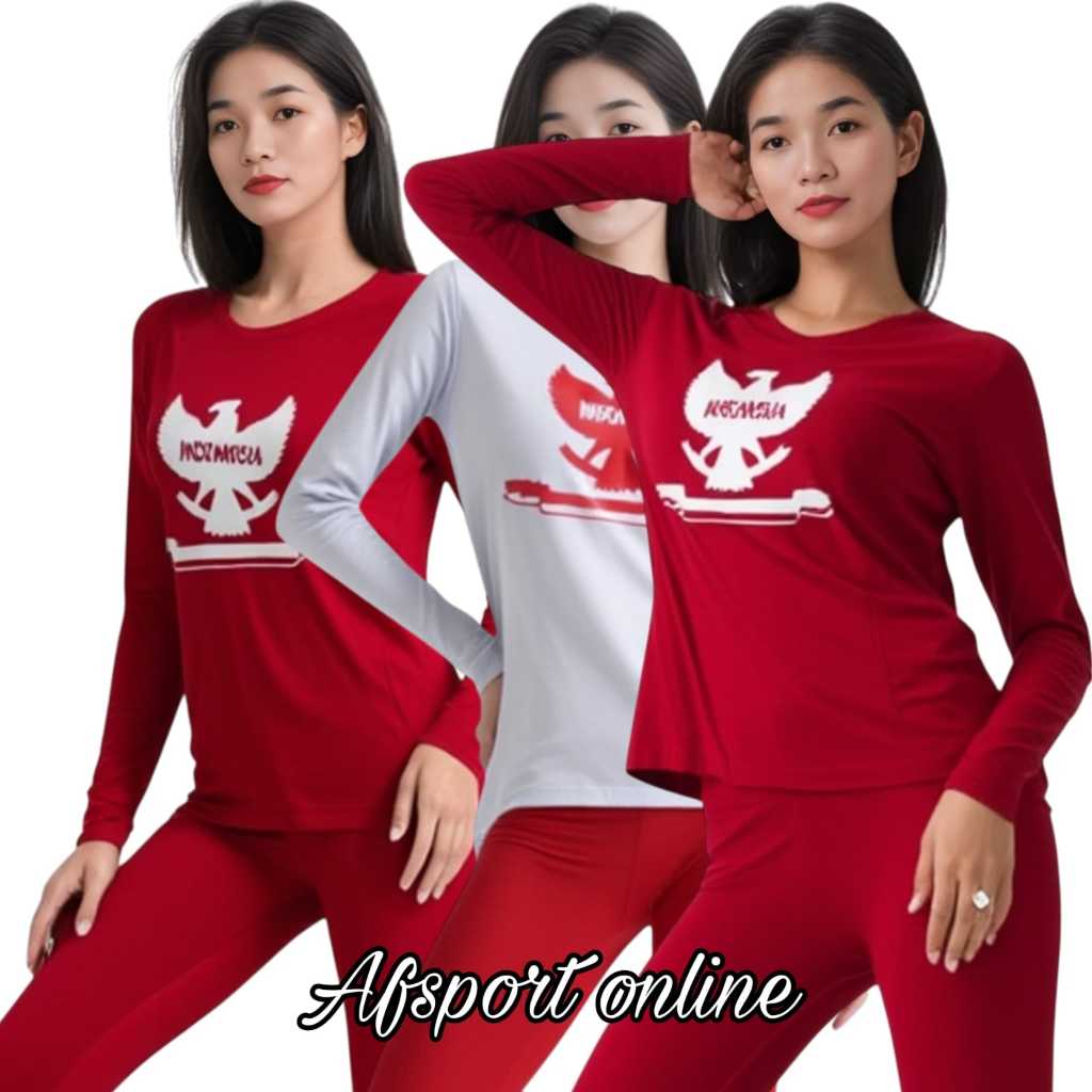 baju senam garuda merah putih tangan panjang olahraga senam zumba aerobik fitness gym