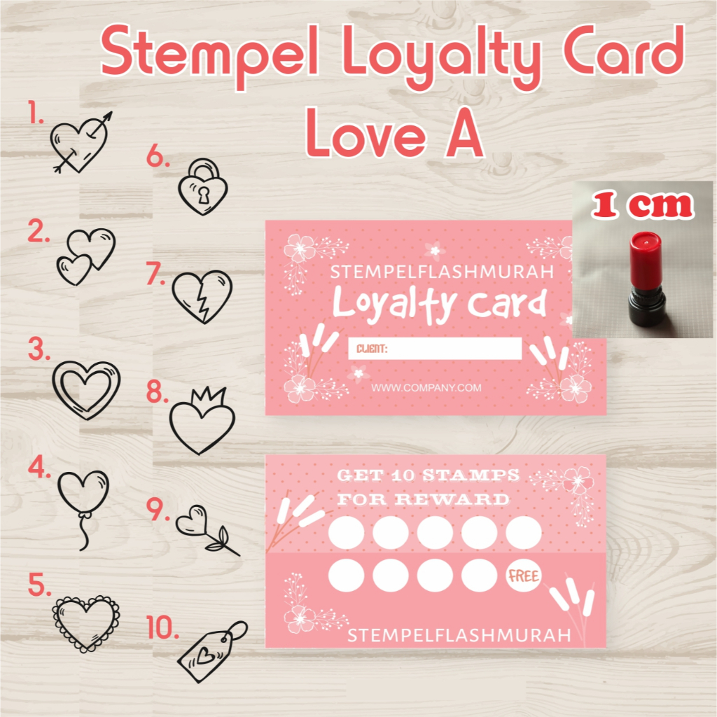 

stempel promo love A loyalty card toko hadiah valentine hearth tinta otomatis flash stamp murah