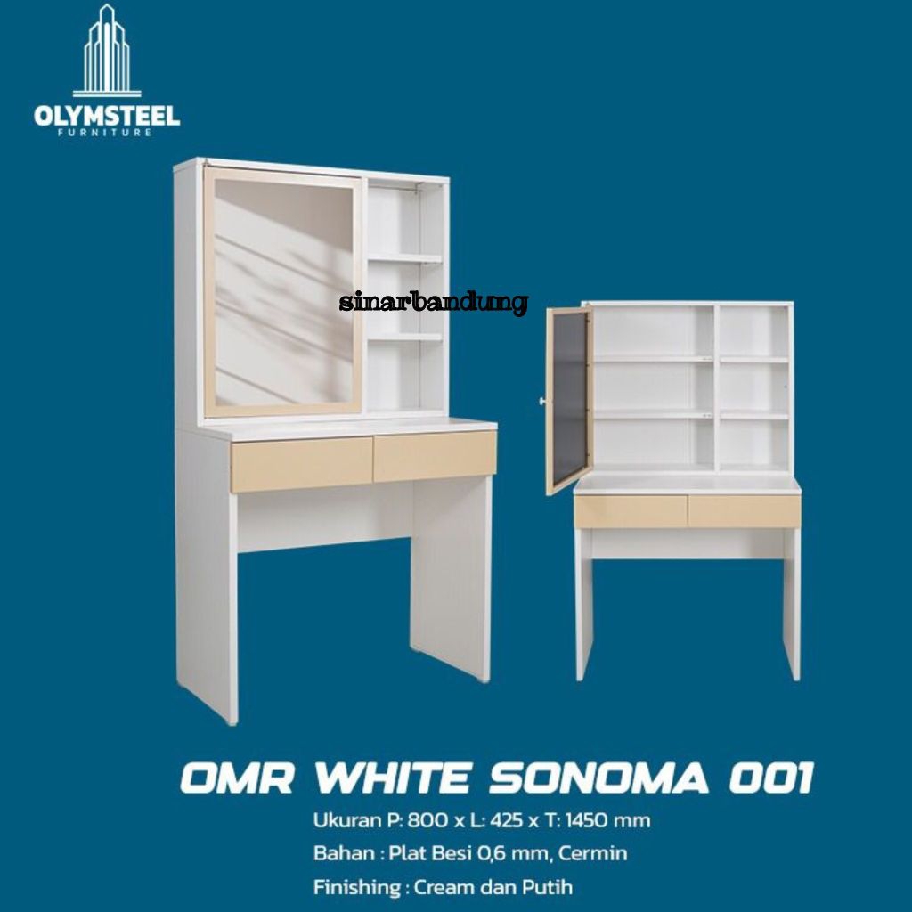 MEJA RIAS BESI OLYMSTEEL / MEJA RIAS MINIMALIS PUTIH BESI