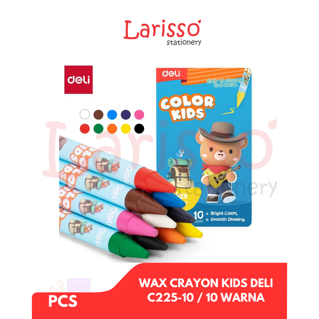 

DELI – (pcs) wax crayon color kids 10 colors C225-10
