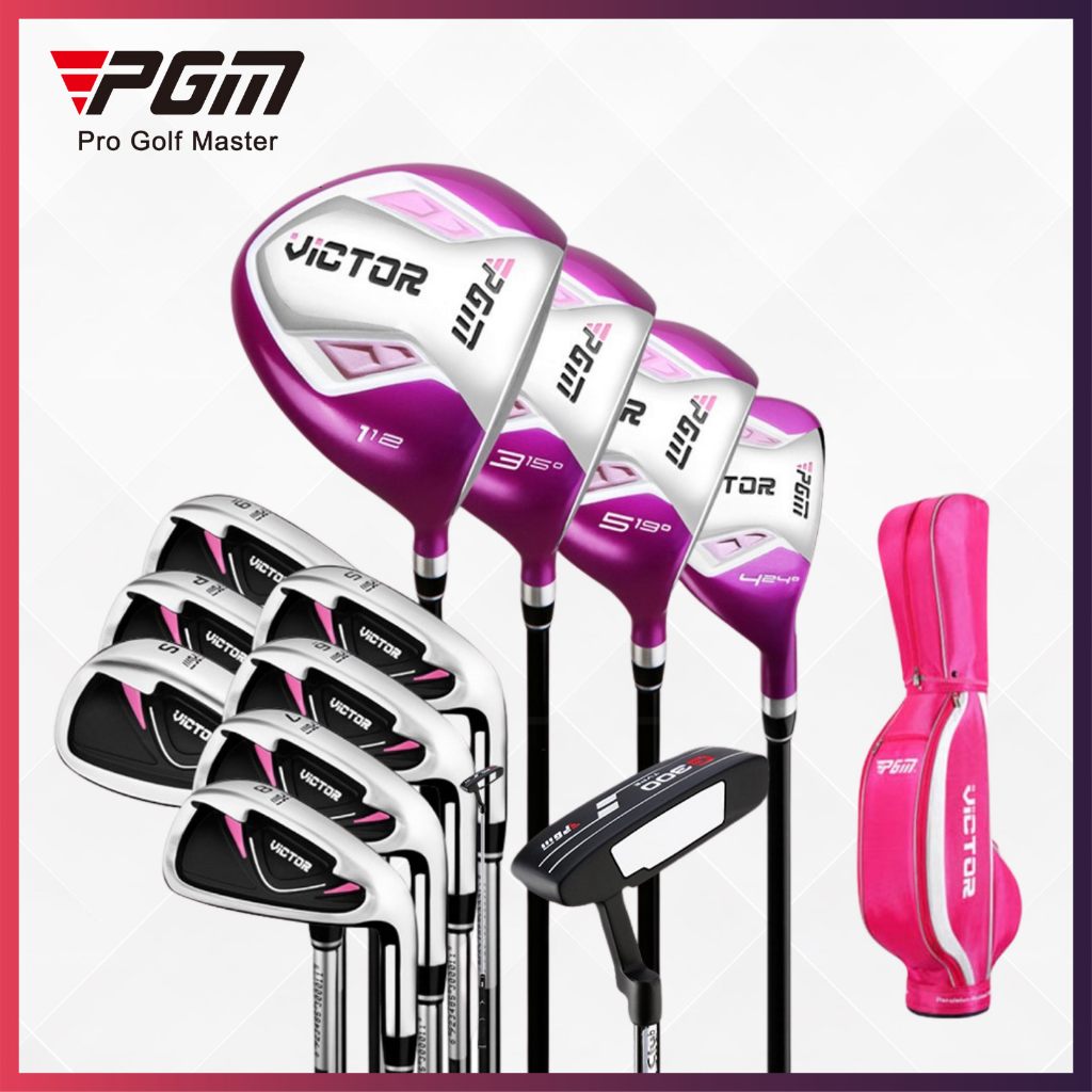 PGM Victor Ladies Golf Club Set Beginner Graphite Carbon with Bag Stik Golf Wanita Full Set Pemula