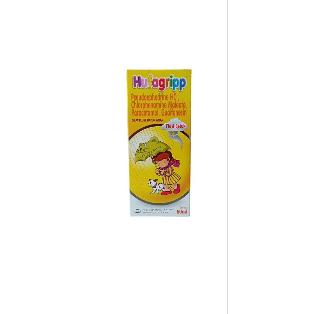 Hufagrip kuning 60 ml obat batuk, flu dan penurun panas anak