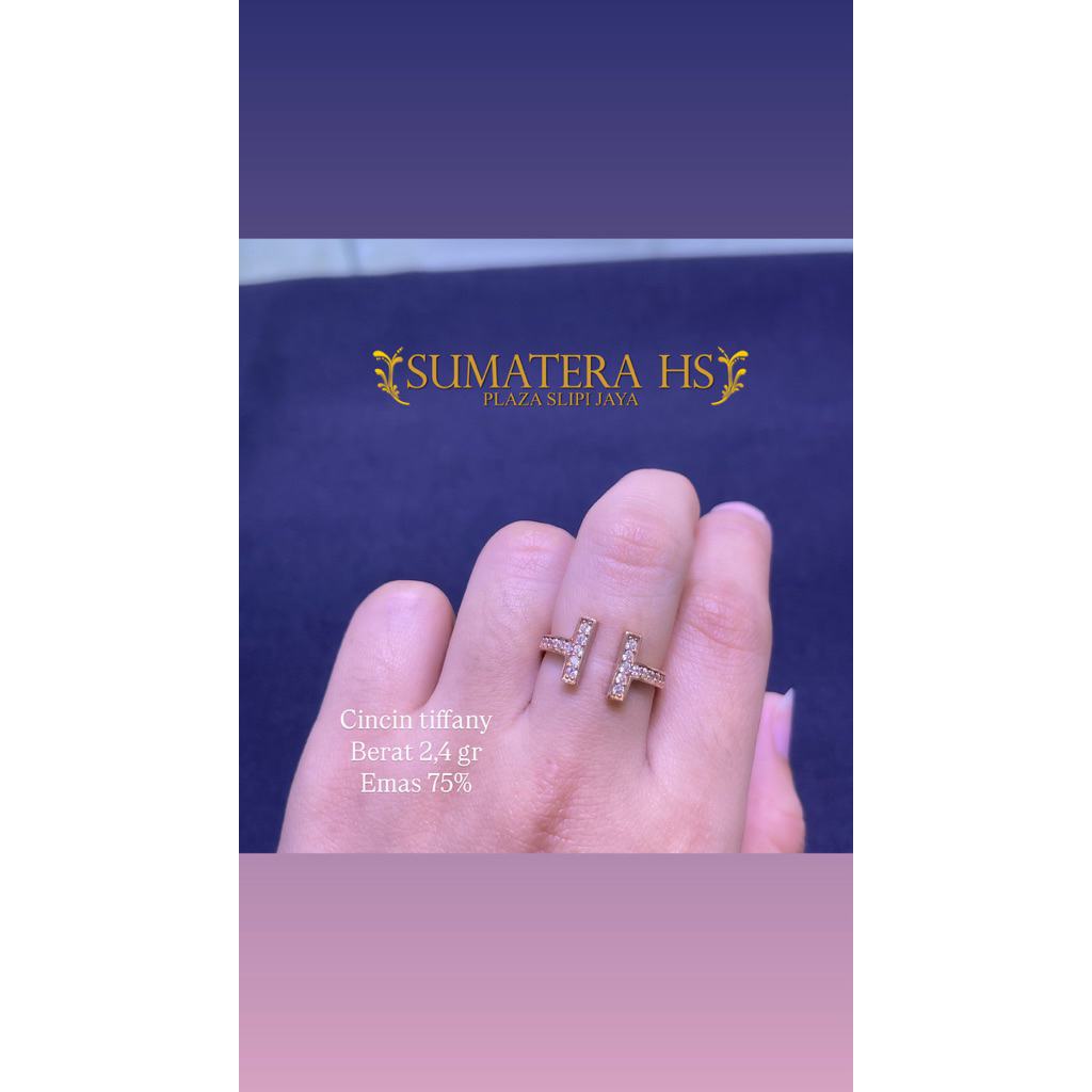 Cincin fashion Tiffany emas 750%/17K