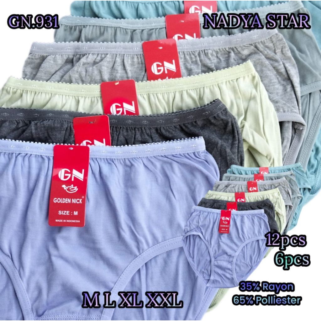 12Pcs Celana Dalam Wanita ABG Remaja dan Dewasa/ Lusinan CD Wanita ABG Remaja dan Dewasa Golden Nick