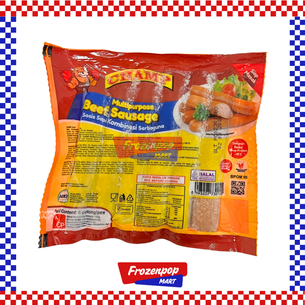 

Champ Sosis Sapi Isi 6 Potong 150gr Beef Sausage [INSTANT MALANG]