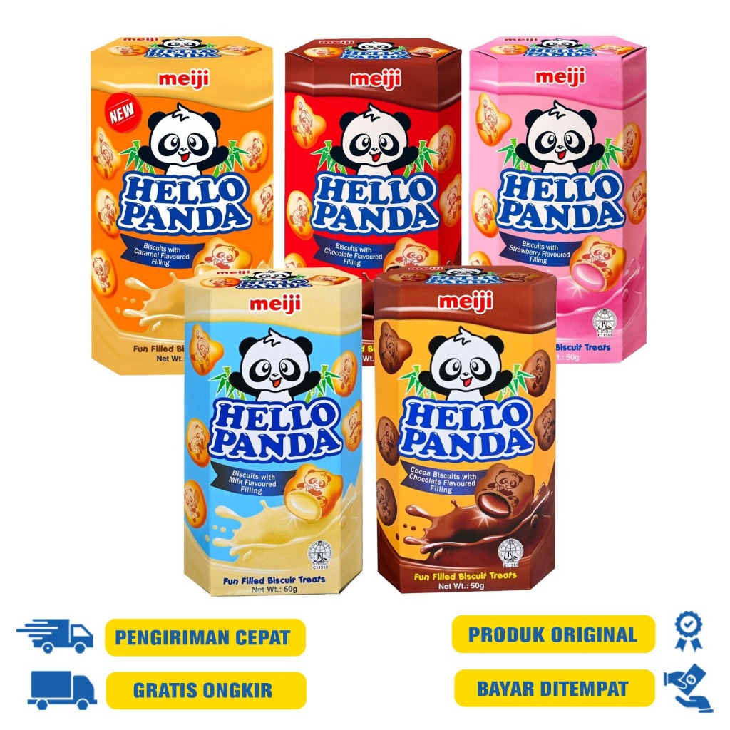 

Meiji Hello Panda Biskuit Isi Krim 42 | 45 G.R - Milk | Cookies Cream | Caramel