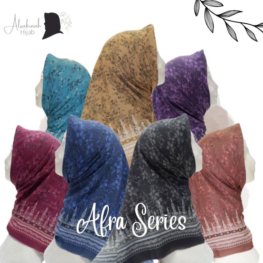 HIJAB KERUDUNG SEGI EMPAT MOTIF AFRA SERIES VOAL PREMIUM BESTSELLER TERMURAH