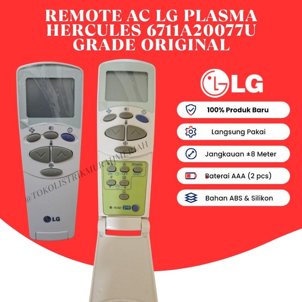 (ORI)Remote Remot AC LG Flip Hercules Jetcool Plasma 6711A20077U 6711A20073J