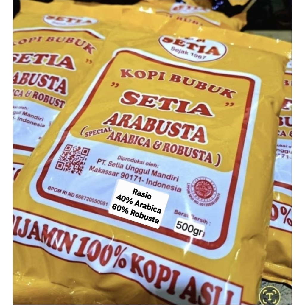 

Kopi Setia Arabusta Spesial 500gr dengan Rasio 40% Arabica : 60% Robusta