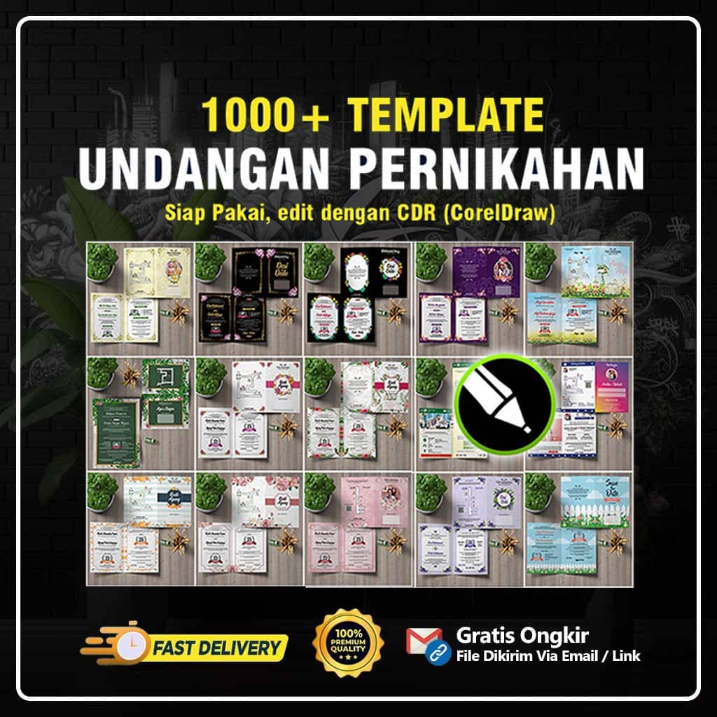 1000+ Template Undangan Pernikahan Wedding CDR CorelDraw Siap Edit